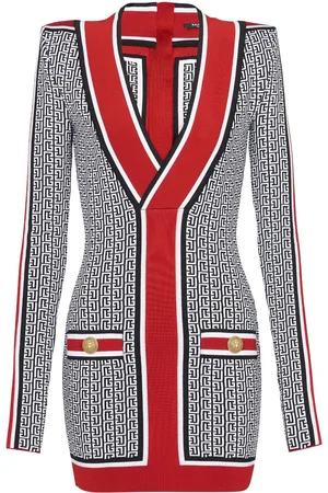 Balmain Gestricktes Minikleid mit V-Ausschnitt