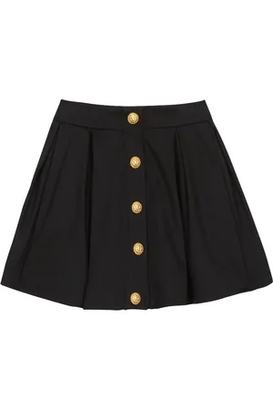 Balmain Faltenrock mit Knopfdetail