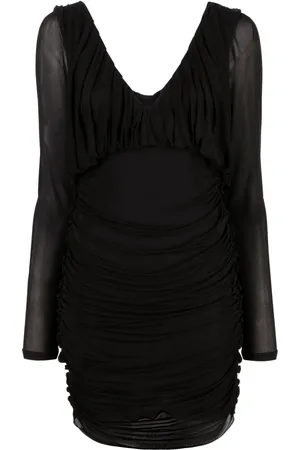 Saint Laurent Drapiertes Minikleid mit V-Ausschnitt