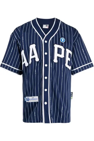 A Bathing Ape Gestreiftes Hemd mit Logo-Patch