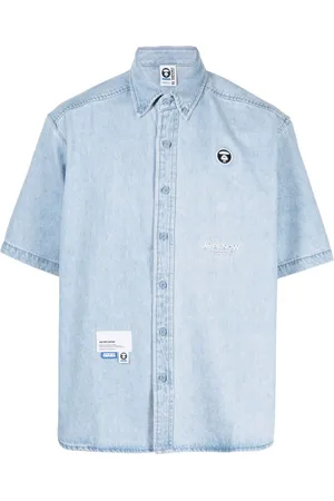 A Bathing Ape Chambray-Hemd mit Logo-Applikation