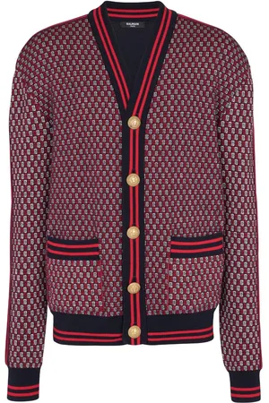 Balmain Karierter Cardigan mit Monogramm