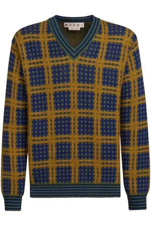Marni Karierter Pullover mit V-Ausschnitt