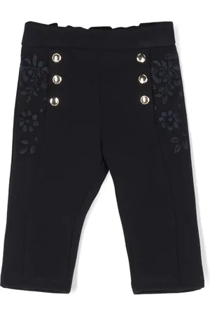 Chloé High-Waist-Hose mit Blumenstickerei