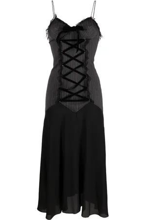 Alessandra Rich Midikleid mit Spitzenbesatz