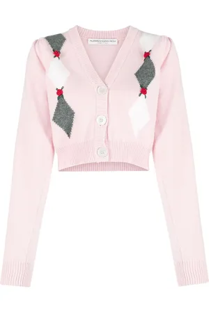 Alessandra Rich Intarsien-Cardigan mit Blumen