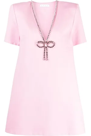 AREA Kristallverziertes Minikleid mit V-Ausschnitt