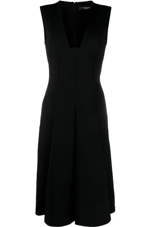 VERSACE Box-pleat sleeveless midi dress