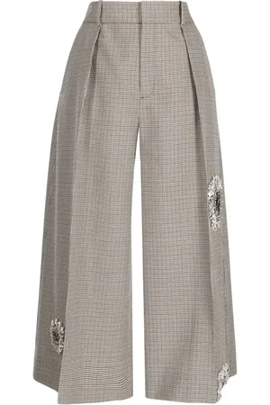 AREA Cropped-Hose mit Kristallen