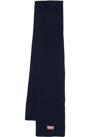 Kenzo Gerippter Strickschal mit Logo-Patch