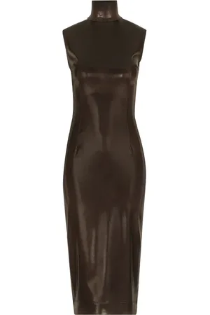 Dolce & Gabbana Beschichtetes Midikleid mit Stehkragen