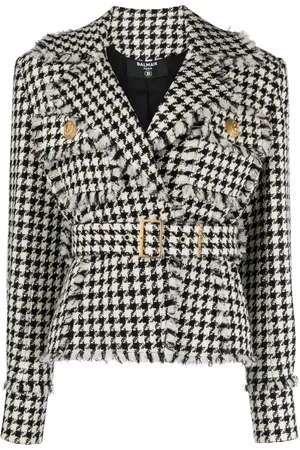 Balmain Tweed-Jacke mit Hahnentrittmuster