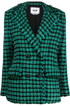 Msgm Tweed-Jacke mit Hahnentrittmuster