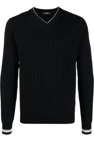 PESERICO SIGN Gerippter Pullover mit V-Ausschnitt