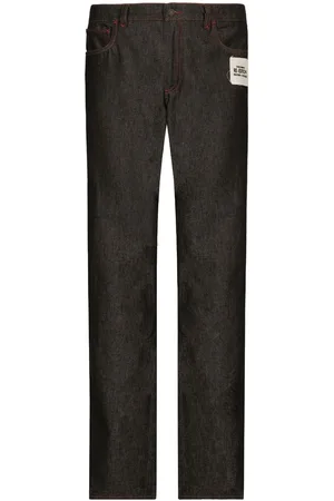 Dolce & Gabbana Weite Jeans mit Logo-Patch