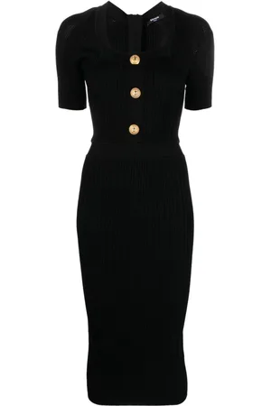 Balmain Midikleid mit eckigem Ausschnitt