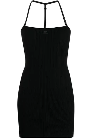 Courrèges Geripptes Strickkleid