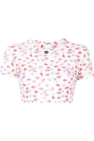 CHANEL 1995 Cropped-Top mit Lippenstift-Print