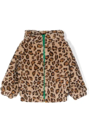 MONNALISA Jacke aus Faux Fur mit Leo-Print