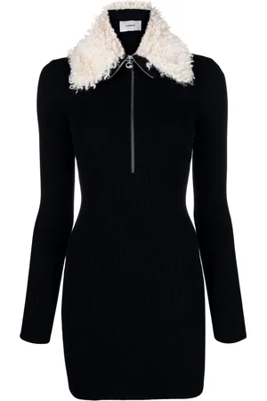 COPERNI Midikleid mit Faux-Fur-Kragen