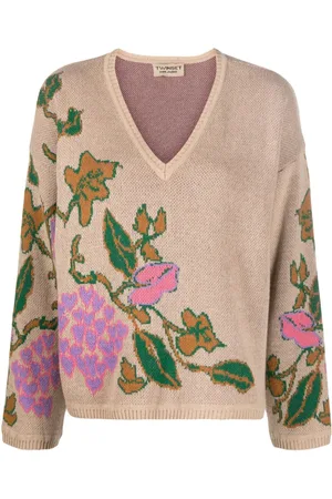 Twin-Set Geblümter Intarsien-Pullover