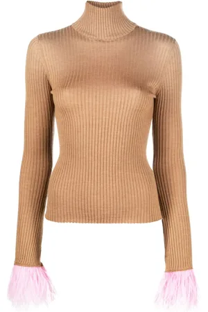 La DoubleJ Gerippter Pullover mit Federn