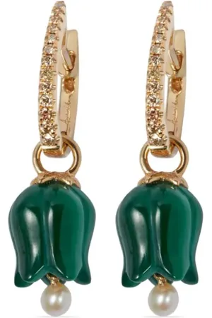 ANNOUSHKA 18kt Gelbgoldhängeohrringe mit Diamanten und Malachit