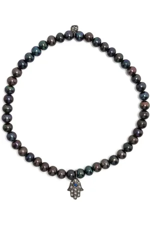 Sydney Evan Perlenarmband mit 14kt Hamsa-Golddetail mit Diamanten