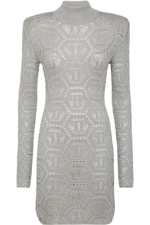 Philipp Plein Gehäkeltes Minikleid mit Monogramm