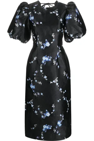 Ganni Jacquard-Midikleid mit Blumenmuster