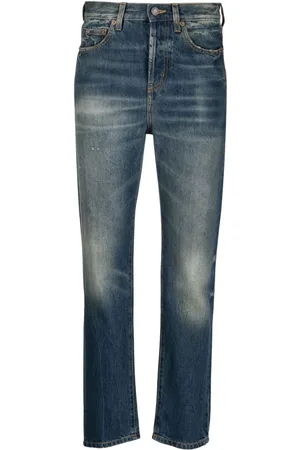 Saint Laurent Halbhohe Straight-Leg-Jeans