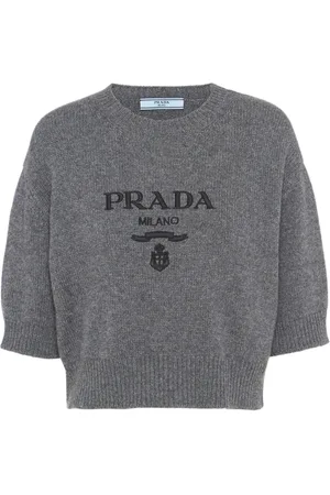Prada Cropped-Pullover mit Intarsien-Logo