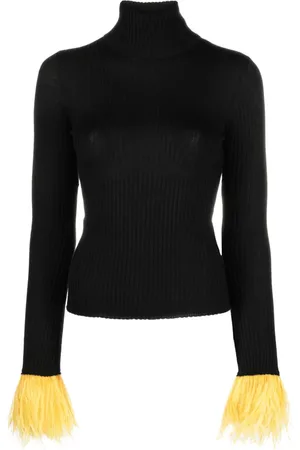 La DoubleJ Gerippter Pullover mit Federn