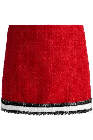ALICE+OLIVIA Ausgefranster Tweed-Minirock