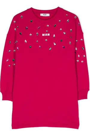 Msgm Kristallverziertes Kleid mit Logo-Print