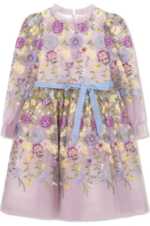 Marchesa Notte Tüllkleid mit Blumenstickerei