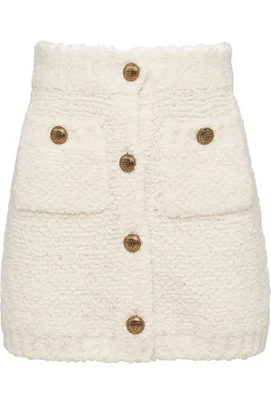Prada Bouclé-Minirock mit Knöpfen
