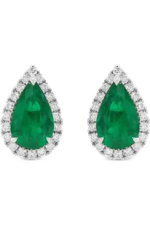 HYT Jewelry 18kt Weißgoldohrringe mit Diamanten und Smaragd