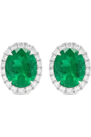 HYT Jewelry 18kt Weißgoldohrringe mit Diamanten und Smaragd