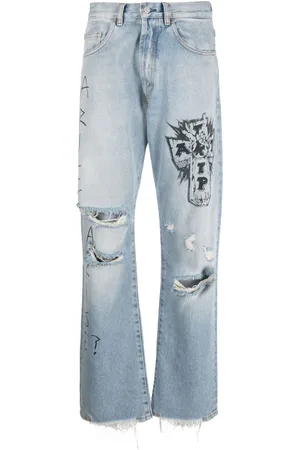 ARIES Weite Jeans im Distressed-Look