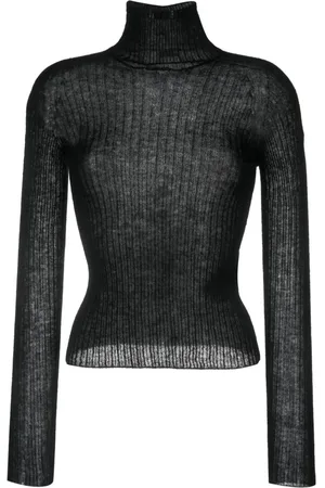Saint Laurent Gerippter Pullover mit Stehkragen