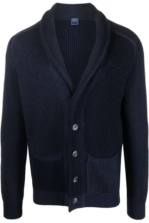 FEDELI Gerippter Cardigan mit Schalkragen