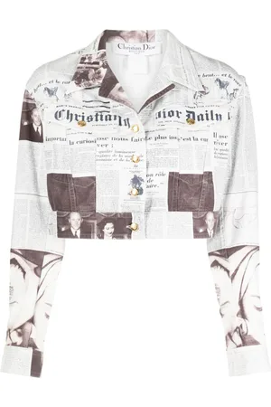 Dior 1990-2000 Cropped-Jacke mit Zeitungsprint