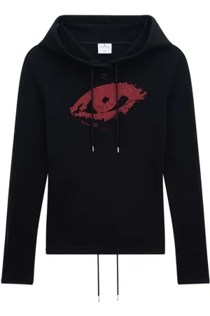 Courrèges Hoodie aus Mesh mit grafischem Print