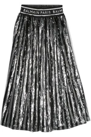 Balmain Faltenrock mit Pailletten