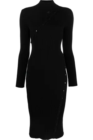 Courrèges Geripptes Strickkleid