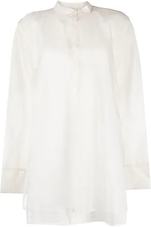 Rohe Bluse mit Stehkragen