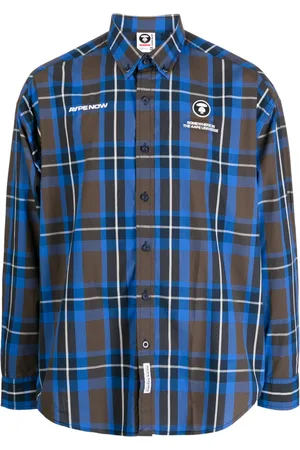 A Bathing Ape Kariertes Hemd mit Logo-Print