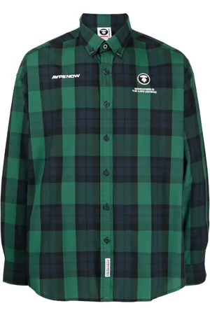 A Bathing Ape Kariertes Hemd mit Logo-Print