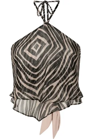 AMIR SLAMA X Cesca Civita Seidentop mit Zebra-Print